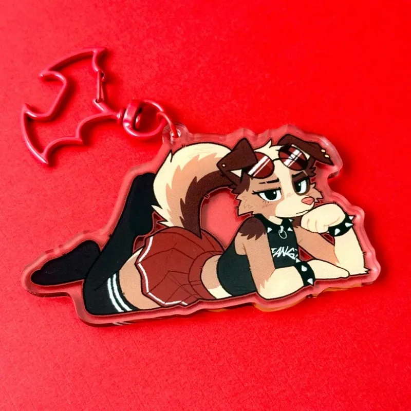 FANGZ Flauschiger Acryl-Schlüsselanhänger im Punk-Rock-Stil, Taschenanhänger, Sammlerstück, Geschenk für Fans