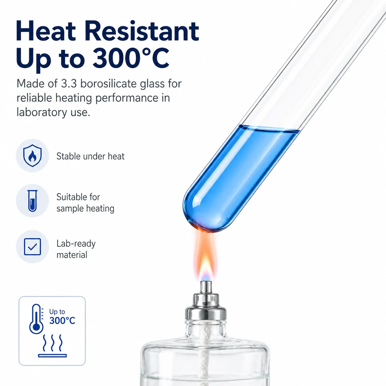 Borosilicate Glass Test Tubes 10-30mm Lab Sample Tubes Round Bottom Heat Resistant Chemistry Experiment Tubes