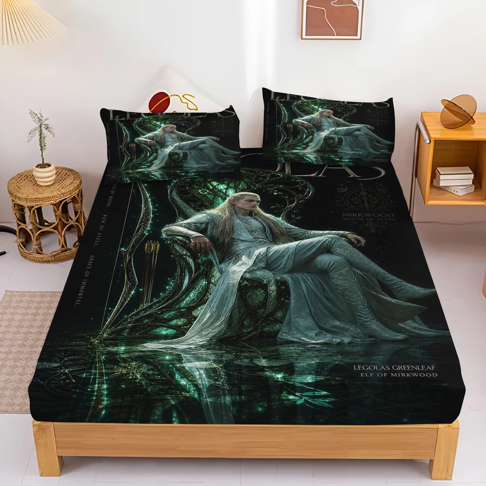 Fitted Sheet The Lord of the Rings Full Coverage Cute Print Children Cartoon Pillowcase Bed Cover With Elastic Skin-Friendly