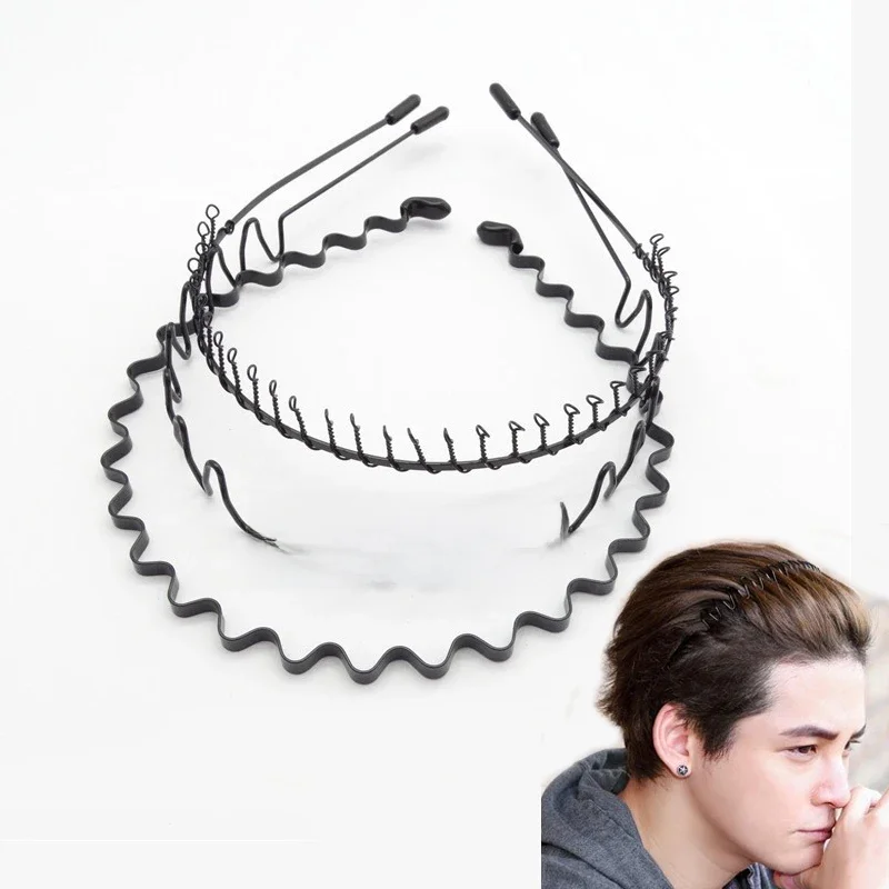 Mode noir métal ondulé sport bandeau solide hommes femmes unisexe lavage bandeau de cheveux décontracté adulte outils de coiffure accessoires