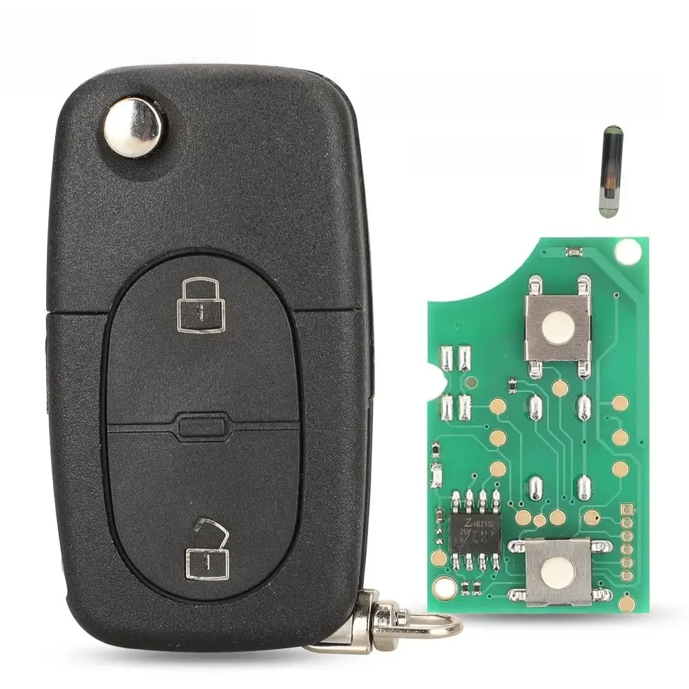 jingyuqin 4D 0837231 Clé télécommande R 433Mhz, puce ID48 pour Audi A3 A4 A6 A8 TT, clé de voiture pliante à 2 boutons, contrôle 4D0.837.231