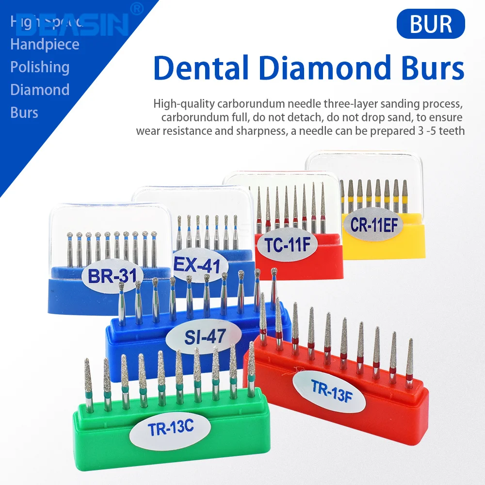 

Dental Diamond Burs 1.6mm for High Speed Handpiece Super Coarse Diamond Dentist Grinding Tool 10pcs/box(BC CR Series)