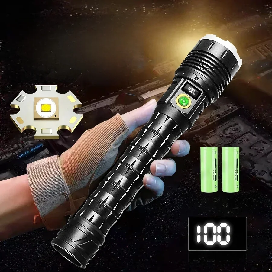 10000mAh High Power Led Flashlight 5000M Long Range Torch Rechargeable Ultra Powerful Outdoor Tactical Hand Lamp Camping Lantern