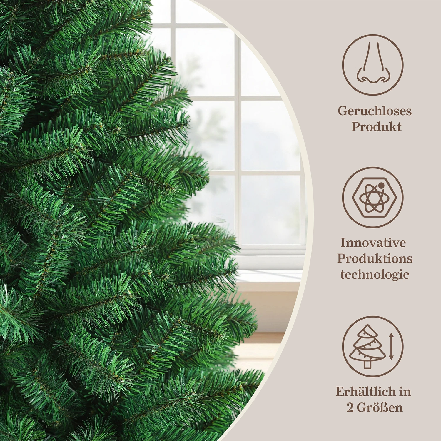 180/210 cm künstlicher Weihnachtsbaum aus PVC mit Metallständer, faltbare Bäume mit 900/1050 Spitzen, faltbar, Party-Dekoration für drinnen und draußen – Detail 3