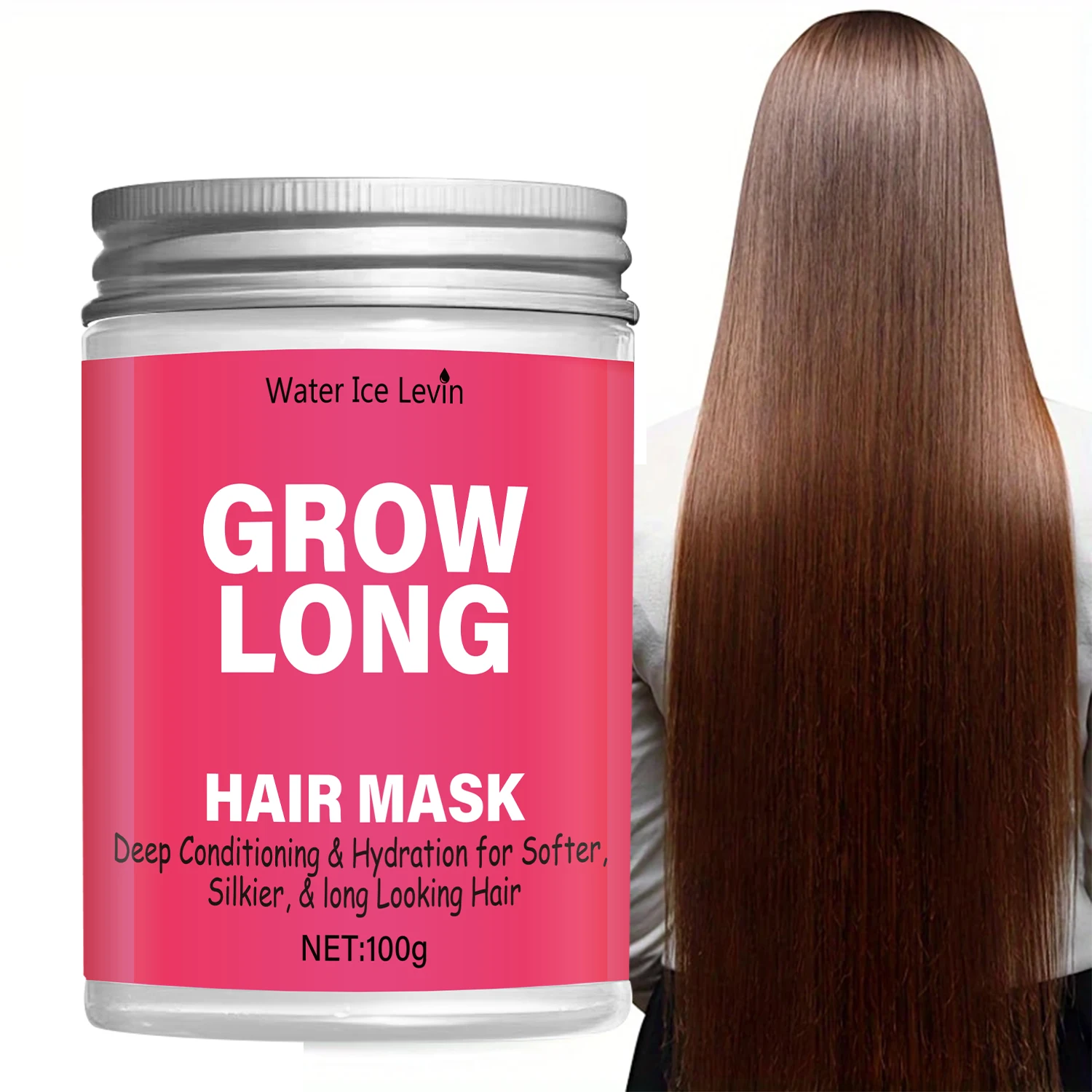 قناع تنمو الشعر الطويل - ترطيب مكثف عميق للشعر الناعم والحريري، يكتشف أقفال أطول المظهر، شبكة 100 جرام