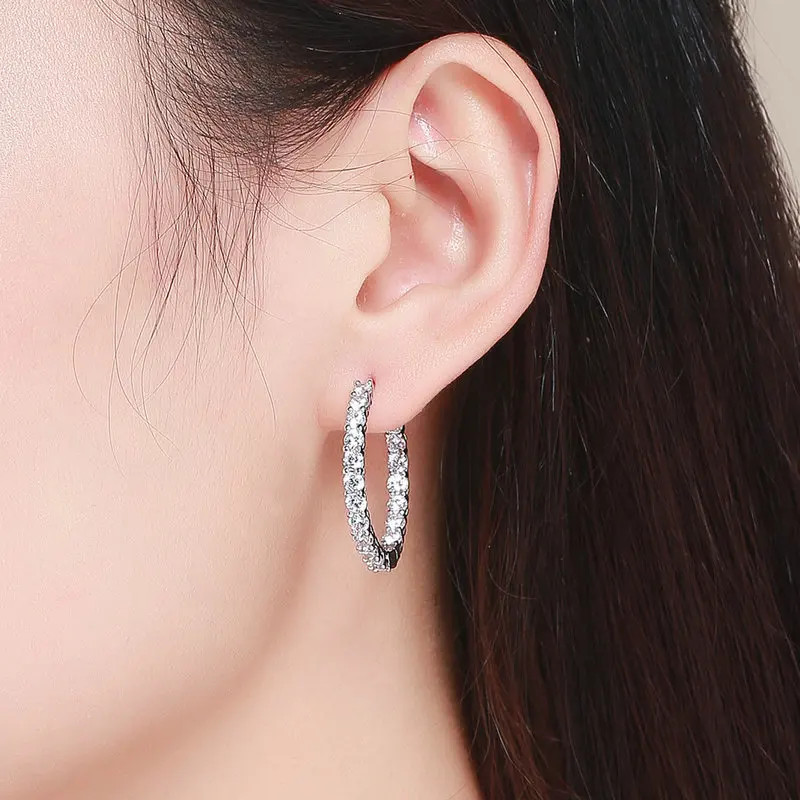 Bamoer Simple Flower Series Hoop Earrings Fashion Piercing Ear Buckles for Women Fine Wedding Jewelry Gifts