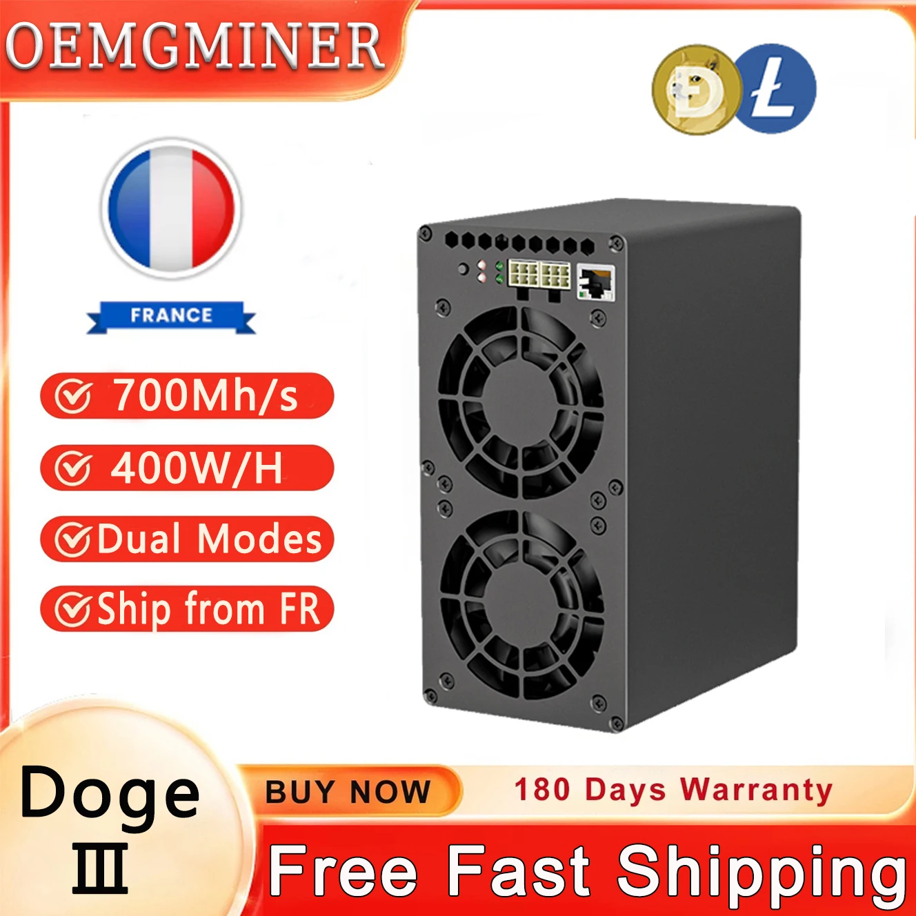 الاتحاد الأوروبي الأسهم Goldshell MINI DOGE III WiFi Miner Doge & LTC عملة التعدين 700MH/s 400W Scrypt Algorithm Home Quiet Mini Doge 3 مع PSU