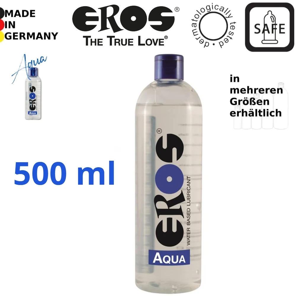 Eros Aqua Neutraal Water Gebaseerde Sex Glijmiddel Voor Anale En Vaginale Seks Compatibel Met Latex Condooms En Erotische Speelgoed 50 100 200 250 500 1000 Ml Gemaakt In Duitsland