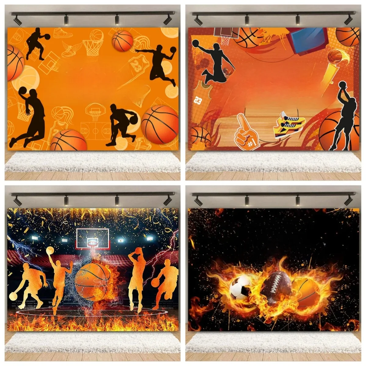 Fête d'anniversaire pour garçon, thème de la cour de basket-ball, décoration de fond, réunion sportive passionnée, accessoires de photographie, affiches, bannières