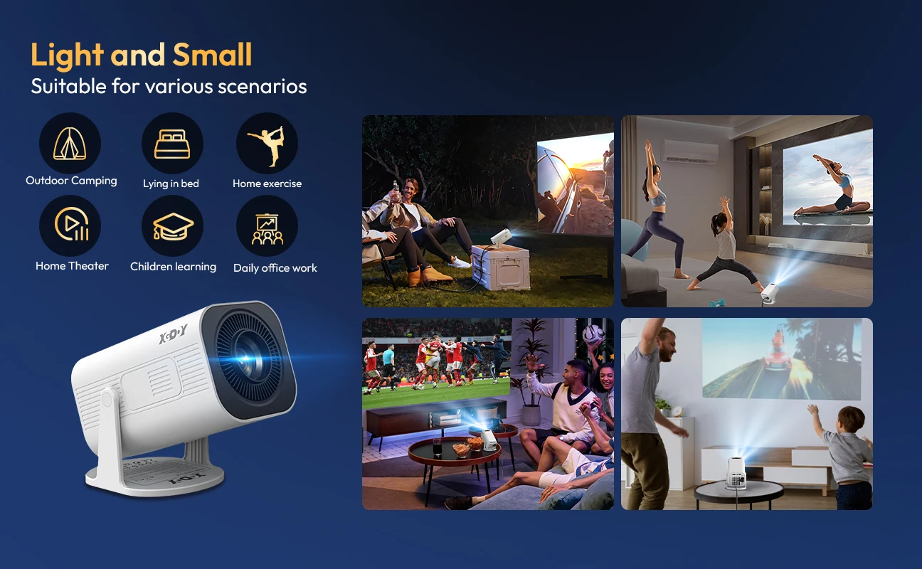 XGODY Projektor 4K Wifi6 Android 14.0 Beamer ​300 ANSI Dual WIFI BT5.4 1280 * 720P Heimkino Outdoor tragbar – Detail 10