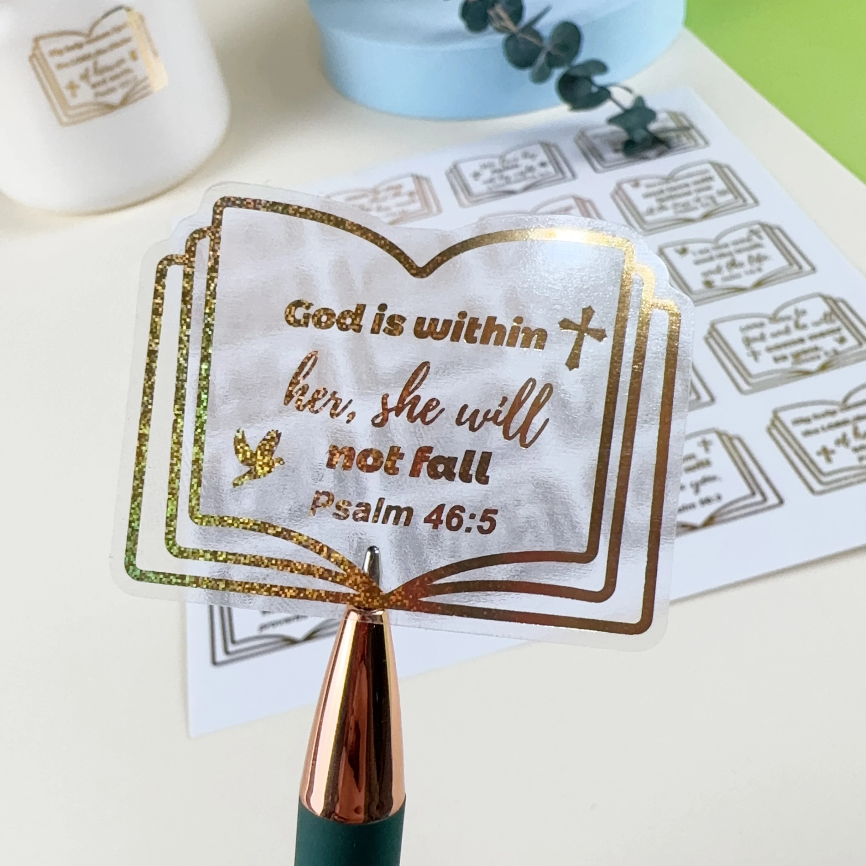 

200 шт. вдохновляющие наклейки из фольги с библейскими стихами — самоклеящиеся, многоразовые, идеально подходят для подарков.