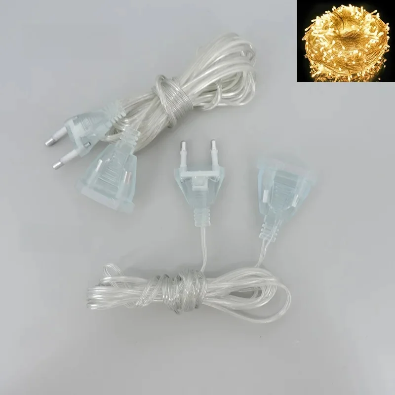 Rallonge électrique pour prise UE, câble de commutation standard, guirxiété lumineuse LED de vacances, M20, 3m, 5m