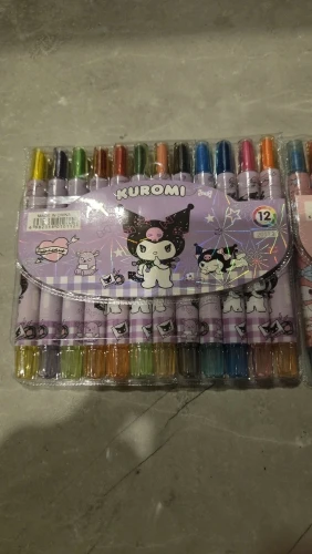 Cute Sanrio 12-Color Spinning Crayon Set, Retractable Crayons, Children's Coloring, Drawing, Doodling Art Supplies. photo review