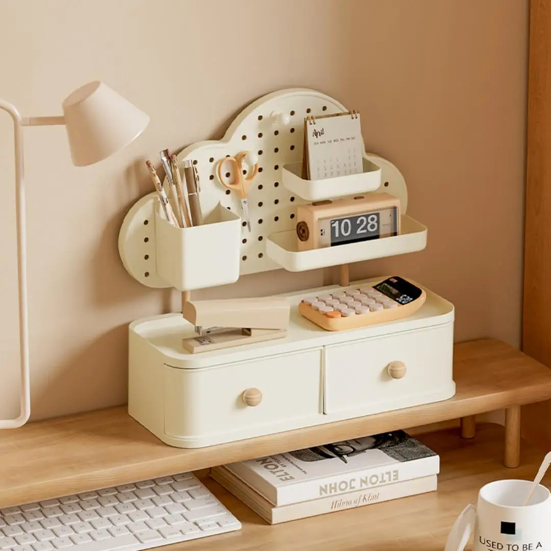Desk Organizer—Cloud-shaped, multi-compartment, expandable plastic storage box, ideal for the home, office, bathroom, and bedroo