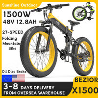 Electric Mountain Bike Bezior X1500 1500W Motor 48V  folding 26'' 40km/h 26*4.0 3 tiremodes Oil Disc Brake MTB SNOW Bike