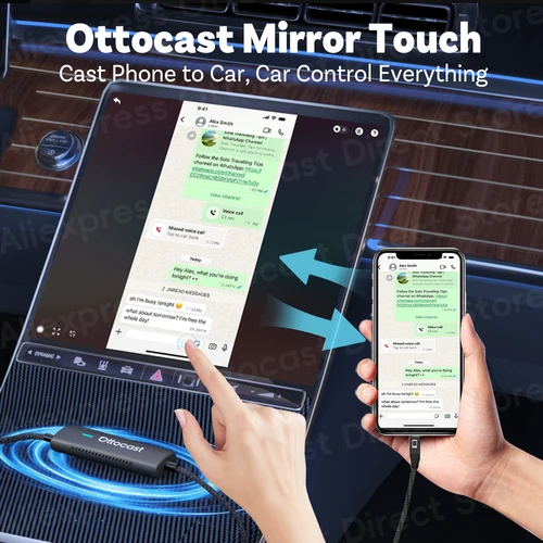 Imagen 2 del producto Ottocast Mirror Touch adaptador CarPlay inalámbrico cerca de latencia cero espejo Control de coche teléfono para Youtube navegación música más nuevo