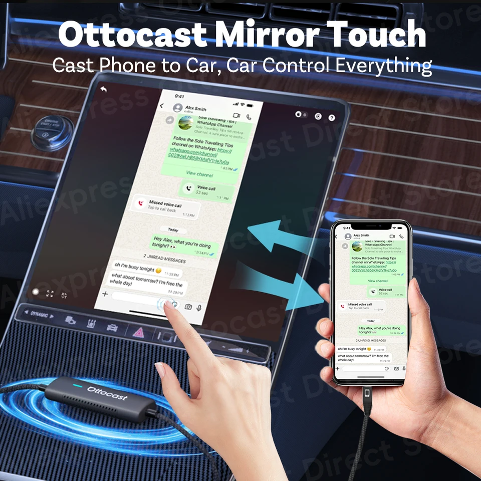 Ottocast Mirror Touch Wireless CarPlay Adapter Near Zero-Latency