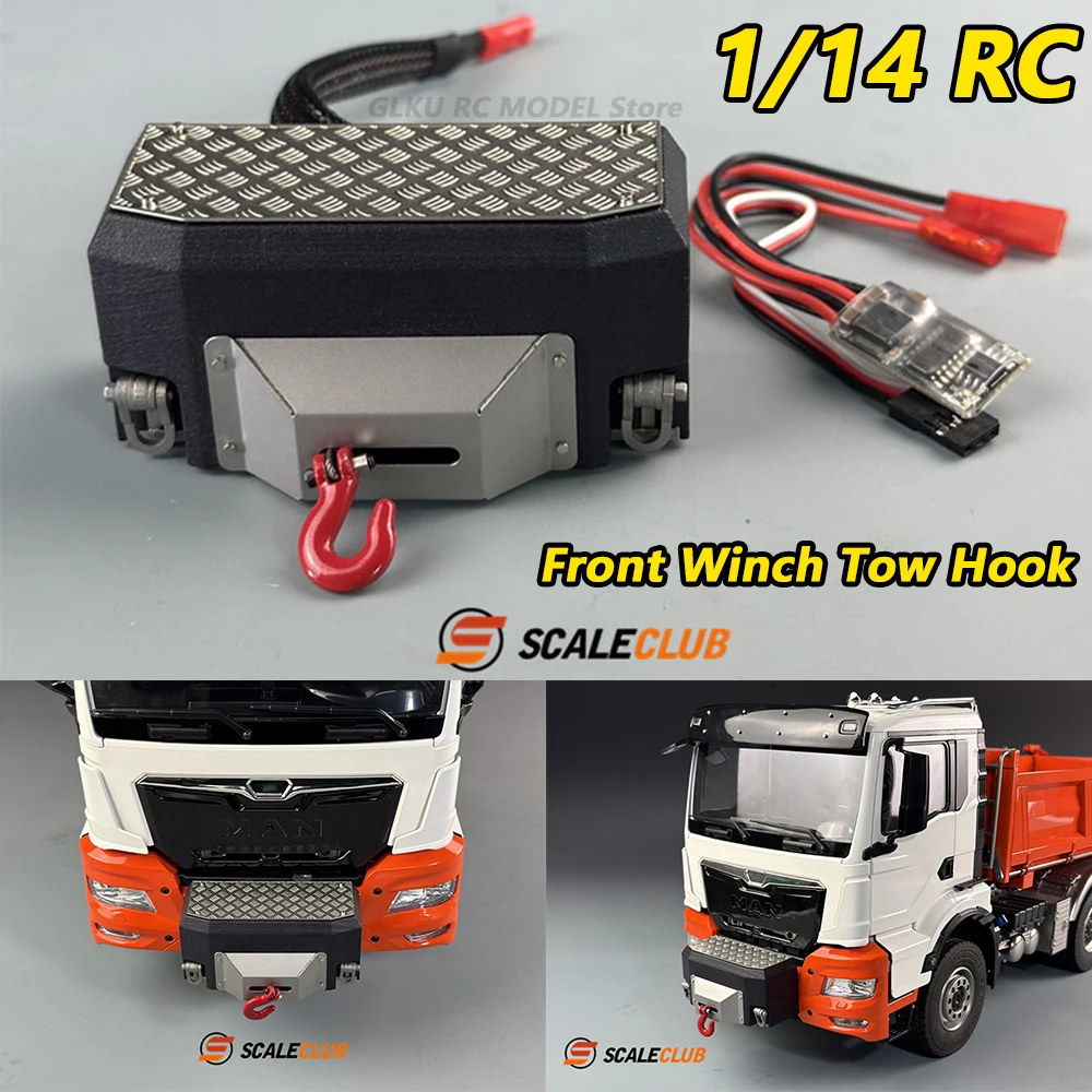 SCALECLUB 1/14 Winch Front Tow Hook for Trucks Tractor Units Dump Trucks and Construction Vehicles