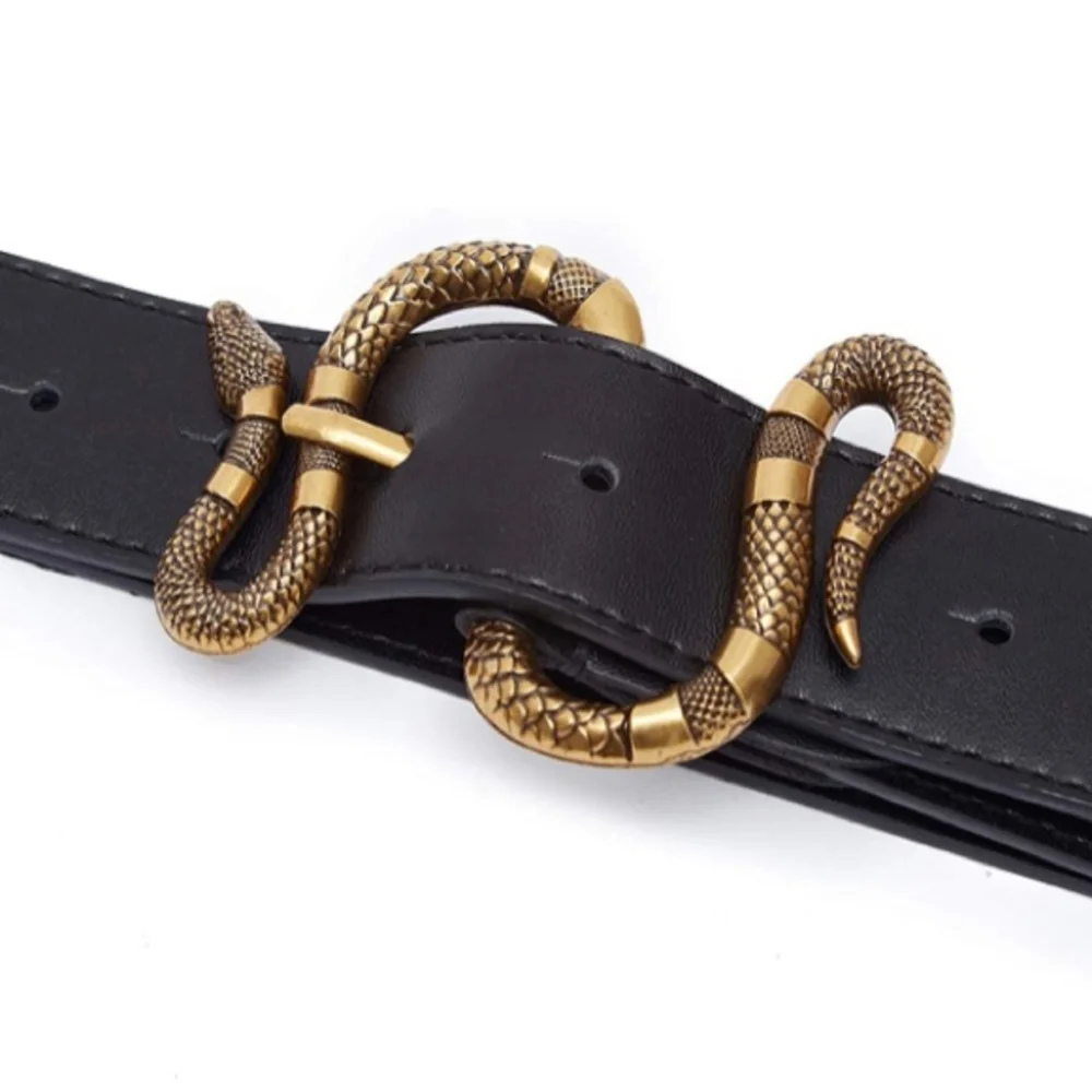 Width 3.8CM Genuine Cowhide Belt Snake Shaped Pin Buckle High Quality Cowhide Belt Double G Luxury Dress Jeans Belt Men Women