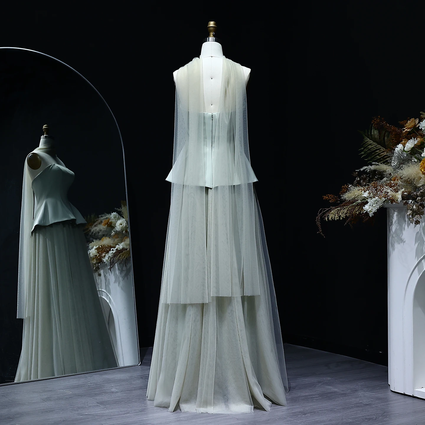 샤론 사이드 우아한 두바이 이브닝 원피스, 스트랩리스 스카프, 여성용 아랍어 웨딩 원피스 가운, SF130 맞춤형 화이트