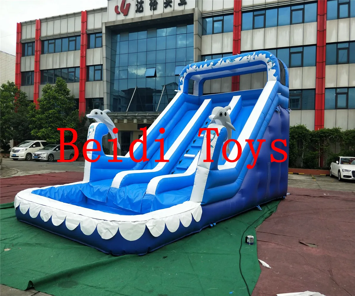 

Commercial Hot Selling Dolphin Theme Inflatable Double Lane Water Slide Bounce House Jumper Bodyguard