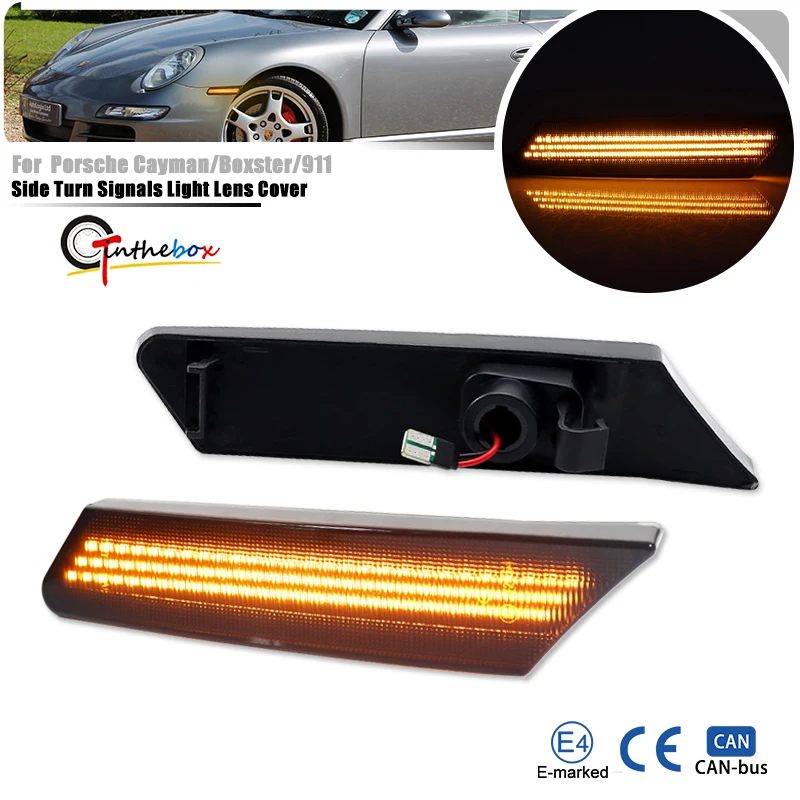 

2Pcs LED Dynamic Side Marker Turn Signal Light Sequential Blinker Lamps For Porsche 911 997 Carrera GT2 GT3 Boxster Cayman 987