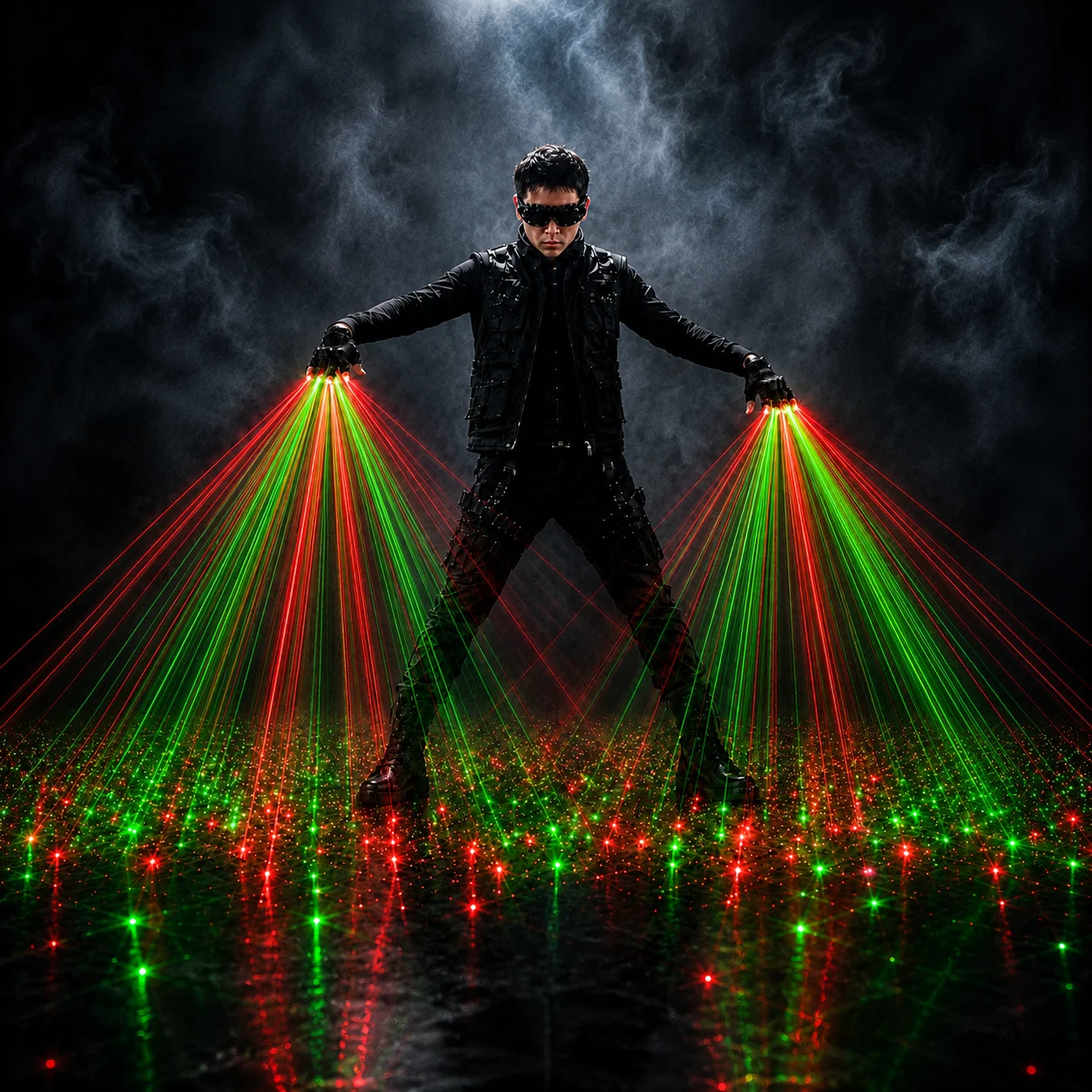 Red and Green Laser Gloves, Singer, DJ Night Dance Props, Christmas Party Light Show, Dancer Performance, High Quality, 2 in 1