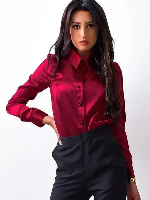 European And American Cross-Border Women\'s Fashionable And Elegant Button Up Collar Shirt