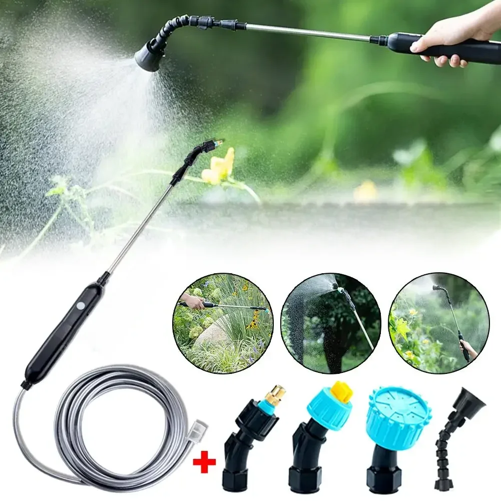 Pulverizador elétrico com 2/4 bicos, pistola de irrigação de jardim com tubos de 2/3/5/6/8m