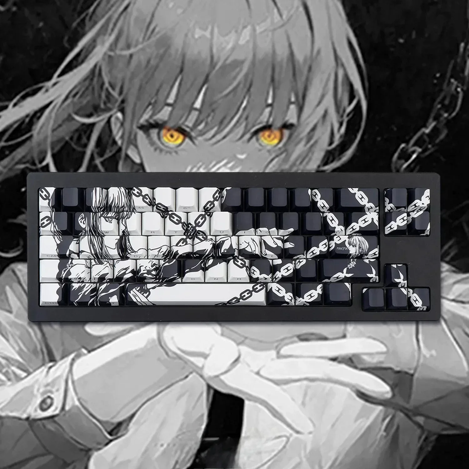 Makima Anime Keycaps Cartoon 129 klawiszy PBT Keycap Cherry Keycaps Japan Key Cap Dye-sub mechaniczne nakładki na klawiaturę dla 64/68/71/108 — zdjęcie produktu 7