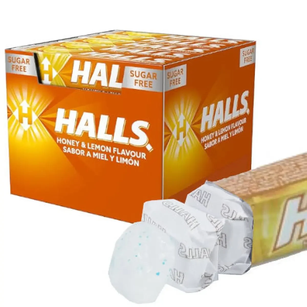 Картина 5: Halls Мед и лимон, конфеты без сахара, коробка из 20 палочек по 32 г