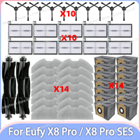 Fit for Eufy X8 Pro SES Robot Vacuum Replacement Parts Main Roller Side Brush Hepa Filter Mop Pad Cloth Dust Bag Accessories