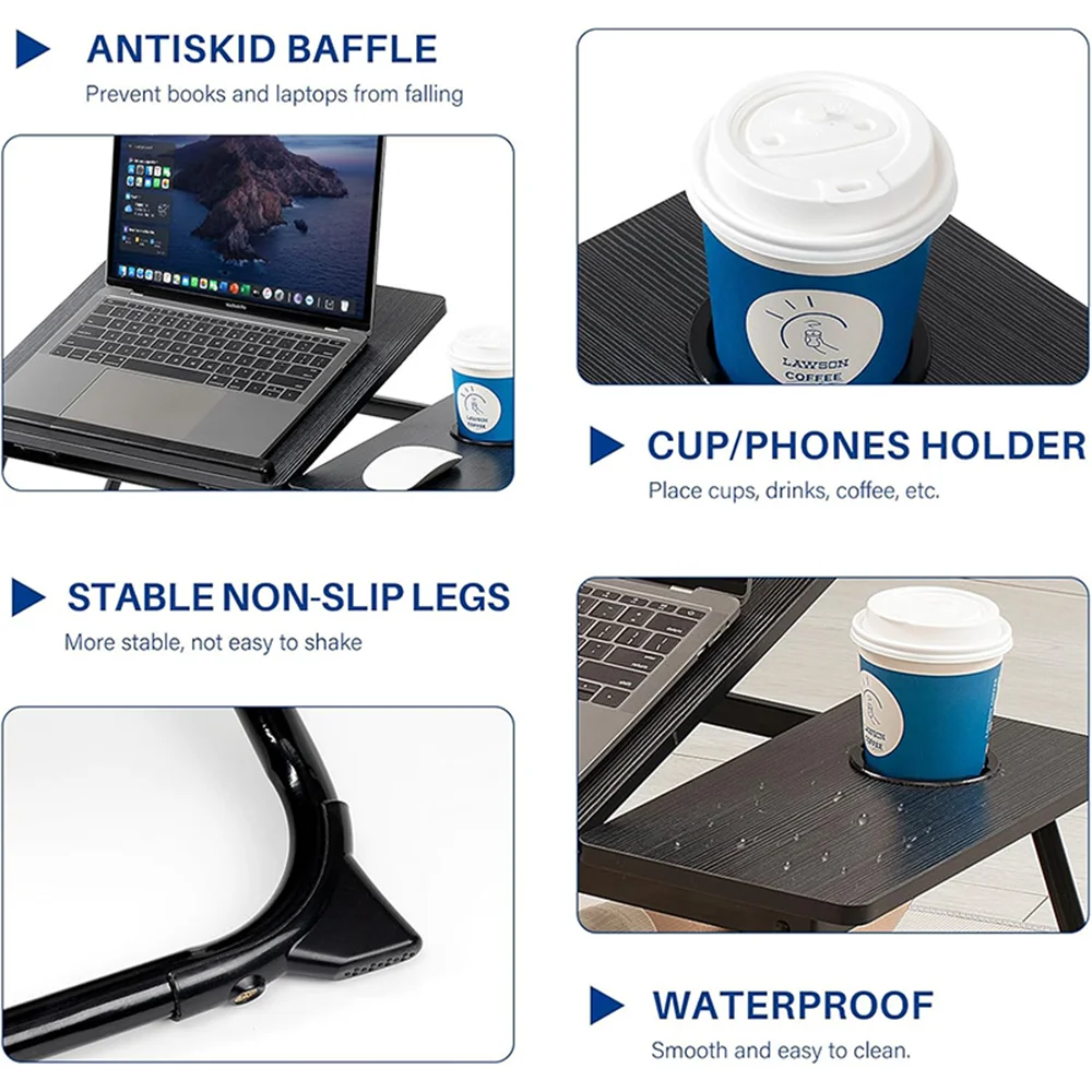 Laptop Desk Bed Table Adjustable Foldable Desk Notebook Stand Reading Holder with Cup Holder for Writing/Working on Bed/Couch