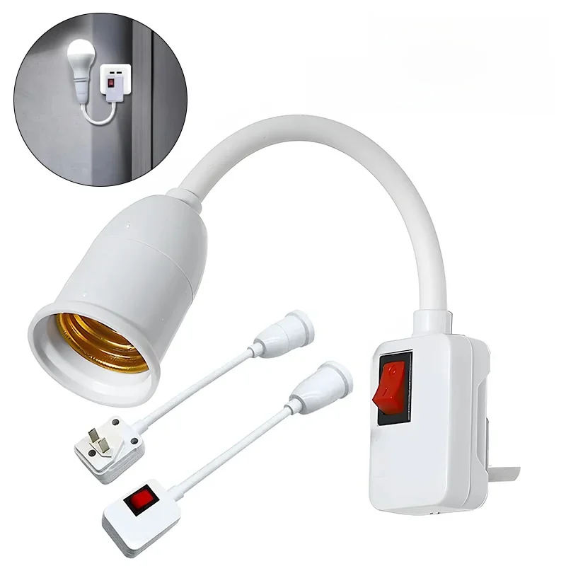 Prise directe Ă tĂŞte pivotante, support d'ampoule avec interrupteur, prise ue, lampe de Table LED, tuyau en acier inoxydable, levier de direction