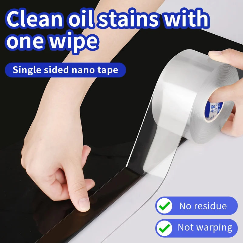 Nano Tape Single Sided Tape Transparent Reusable Waterproof Adhesive Tapes Cleanable Kitchen Bathroom Supplies Tapes