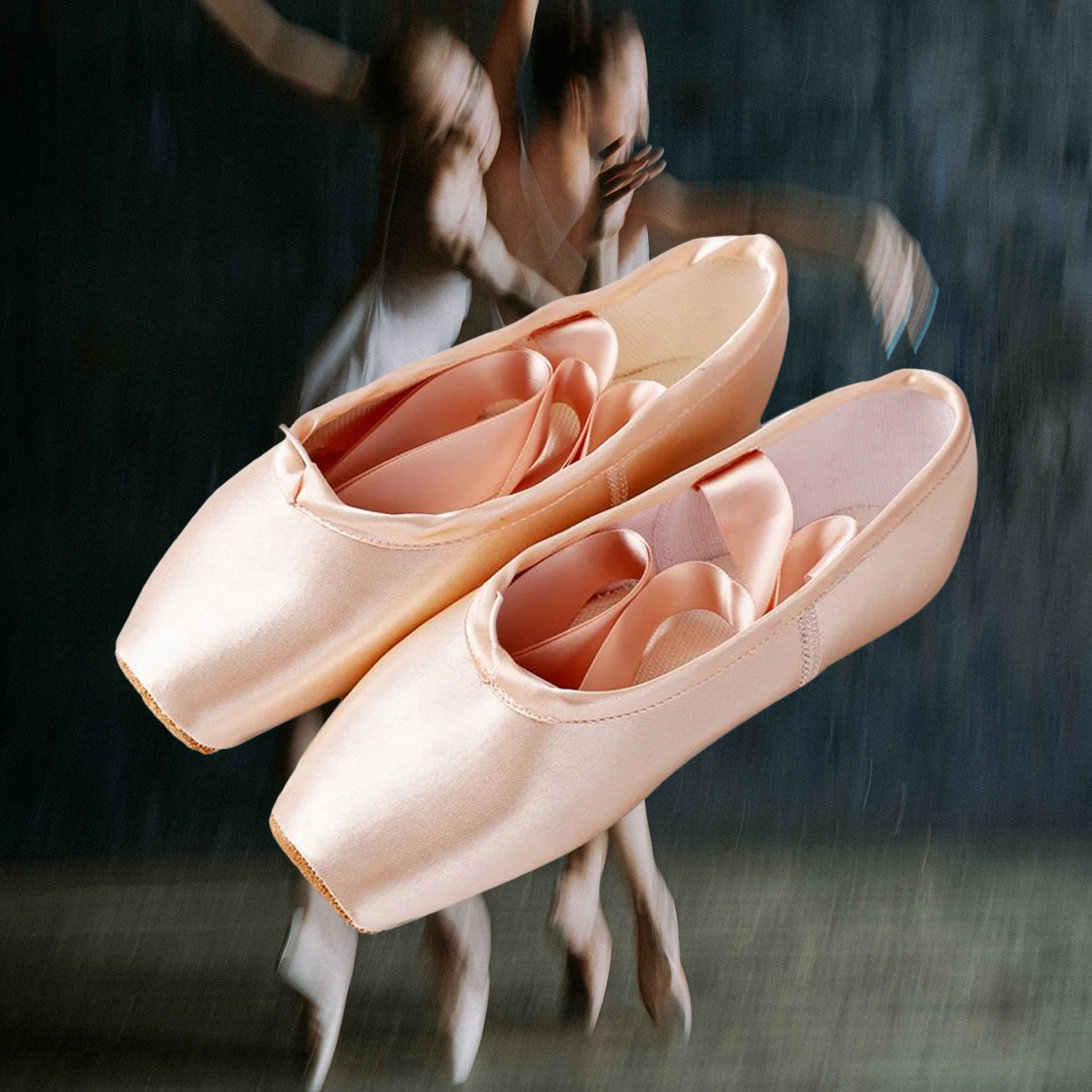 Zapatos de punta de Ballet para niñas, bailarina profesional, práctica, zapatos de Ballet de lona de satén suave con cintas