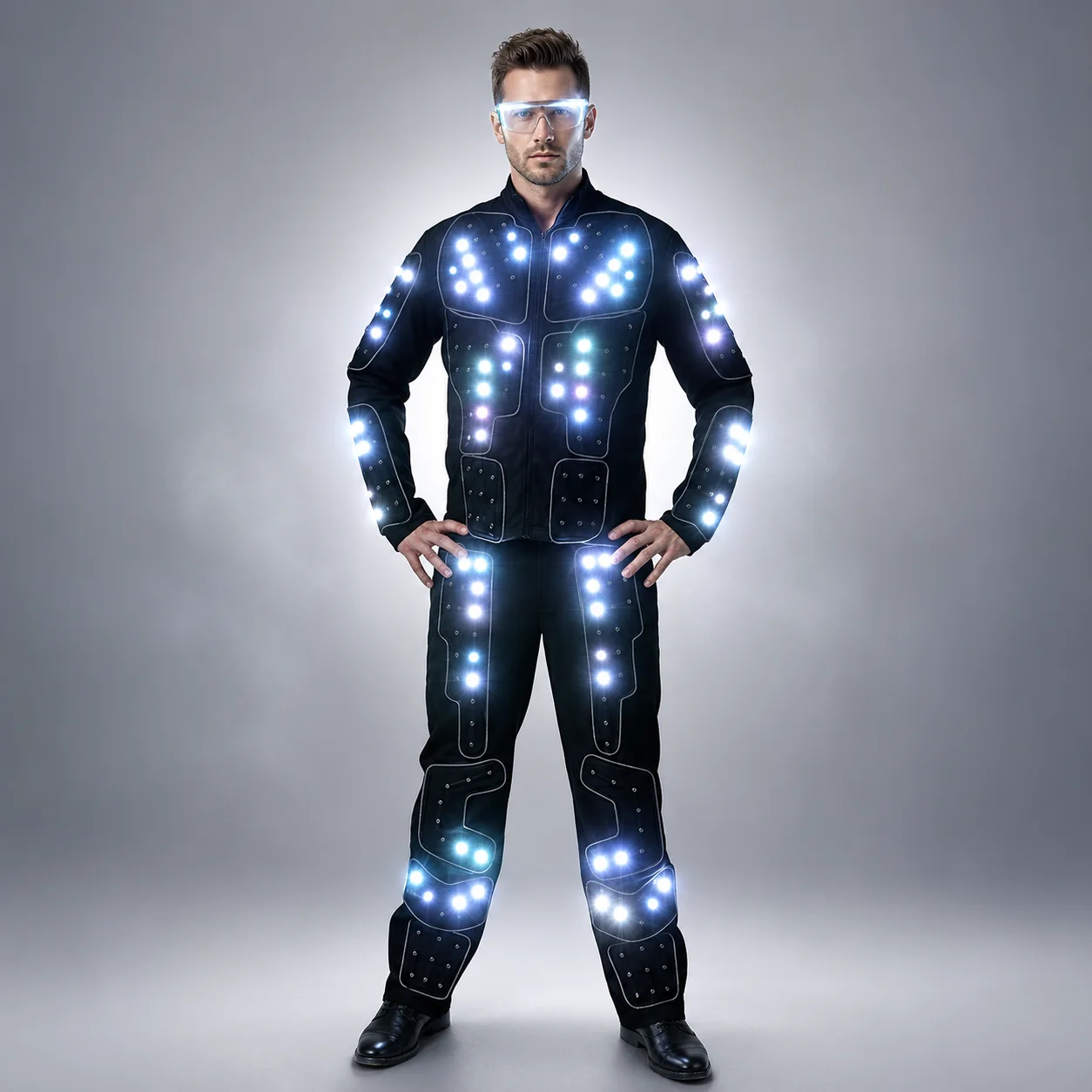 Full Color LED Robot Suit Stage Dance Costume Tron RGB Light up Stage Suit Outfit  Jacket Coat