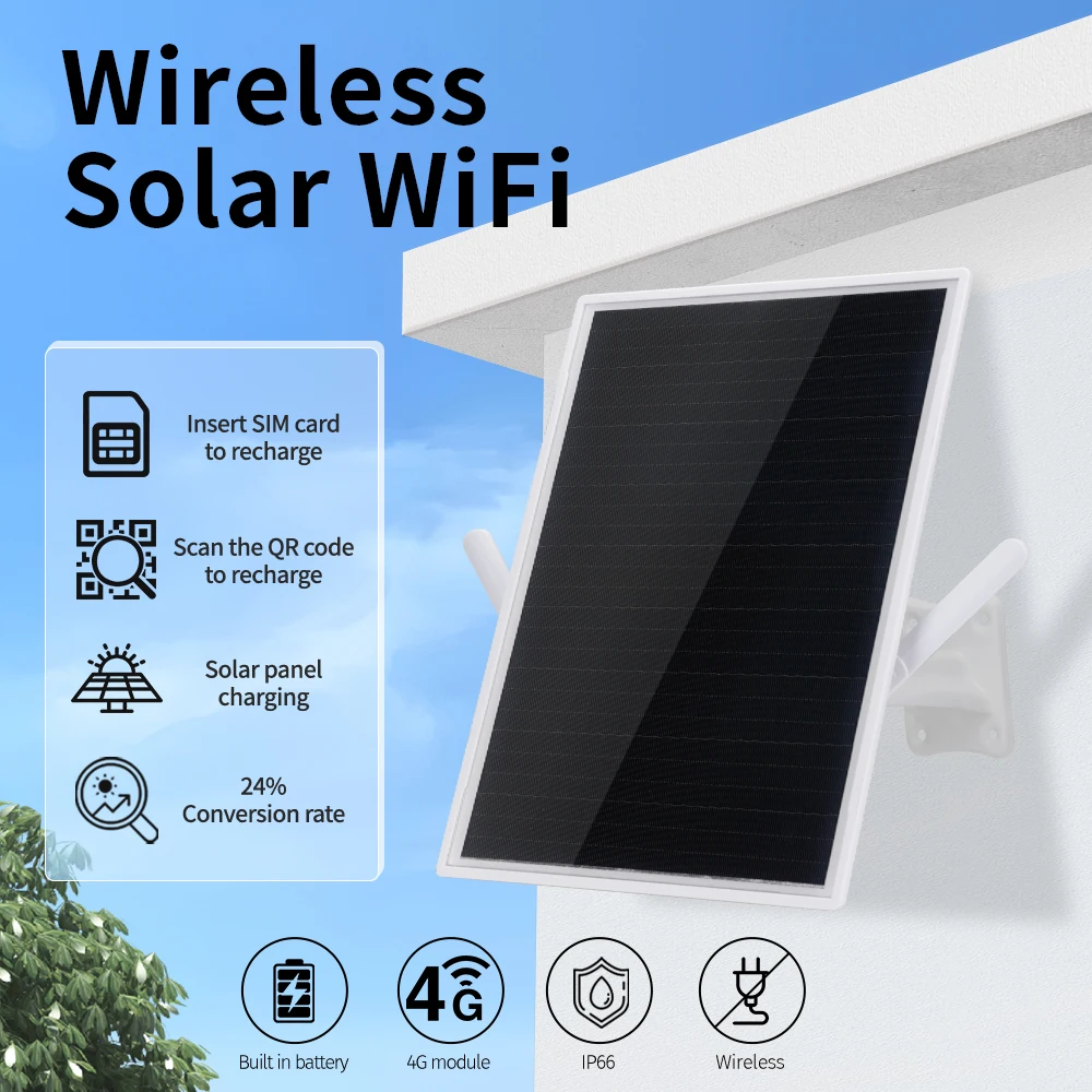 W3 Outdoor Solar Wireless WiFi Router 15W 5V Solar Panel USB Charge 4G SIM Card Slot Mobile Hotspot IP66 LTE Router WiFi Camera