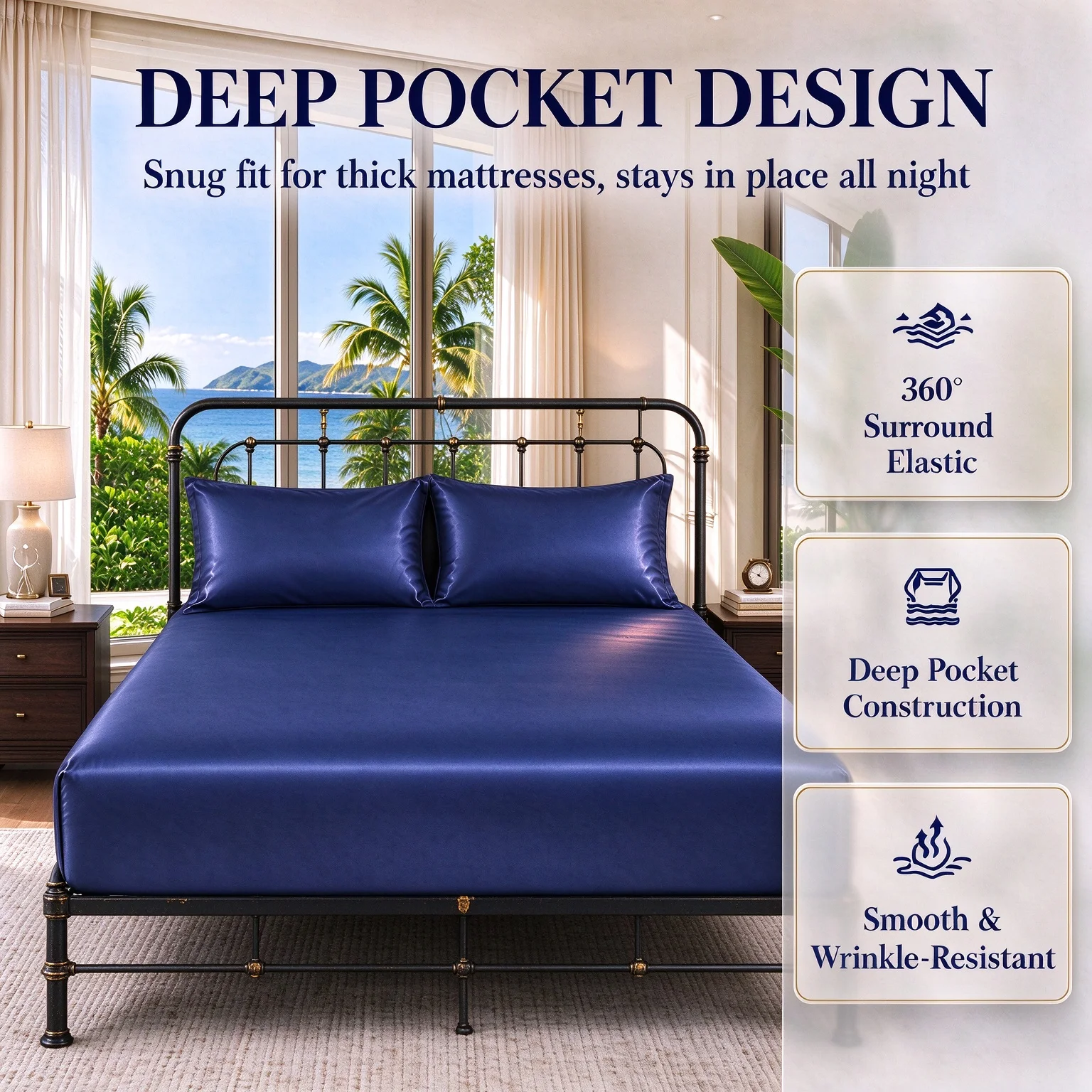 Single Mattress Wrap, Silky Lustrous Finish, Deep Pocket Construction, Anti-Wrinkle & Color Retaining, Secure Fit, Year-Round Use, Multi Sizes Twin Full Queen King