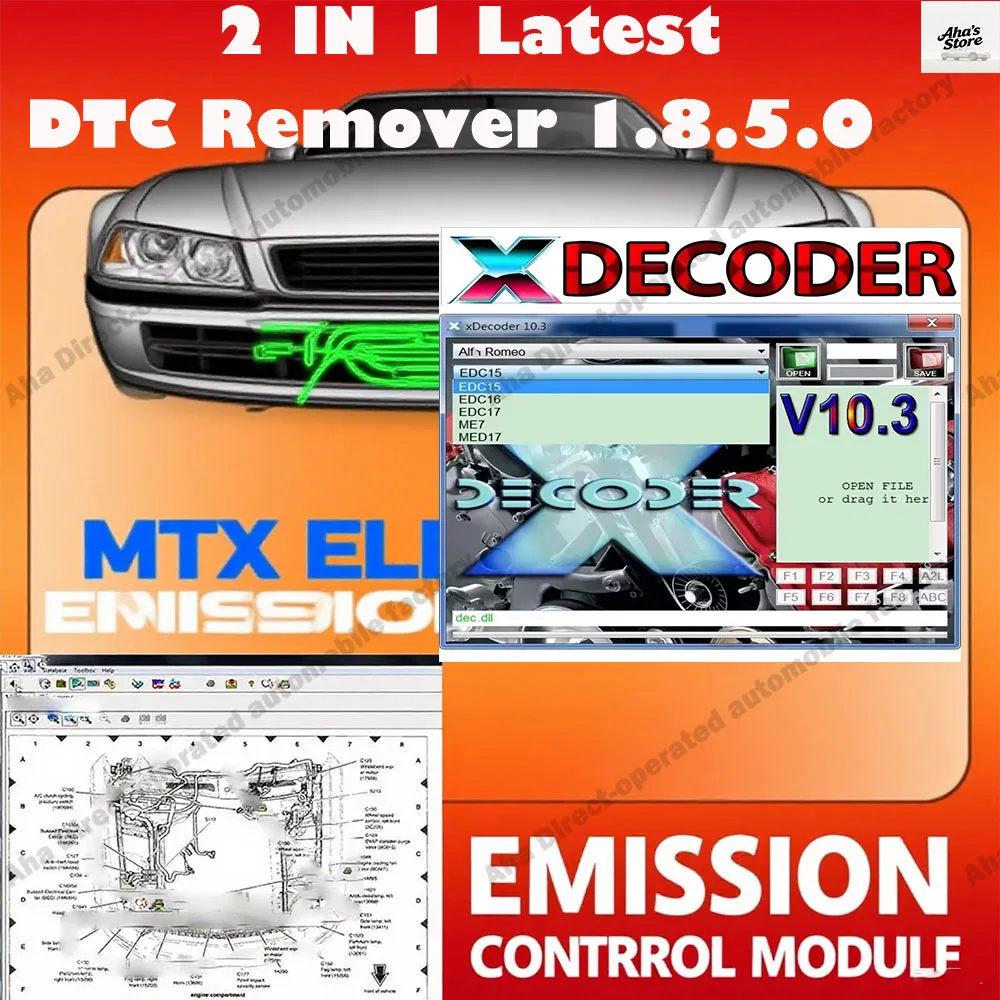 Newest DTC Remover 1.8.5.0 For KESS KTAG FGTECH with Keygen Unlimited Crack + XDecoder 10.3 OBD2 Scanner DTC OFF Delete Software