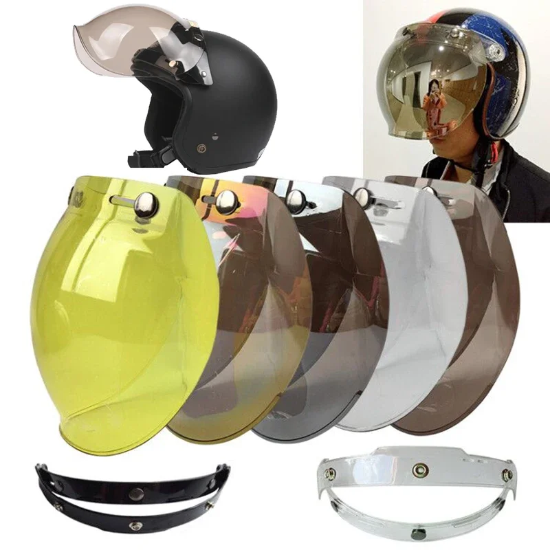 Helm-Blasenvisier, hochwertiges Visier für Motorradhelme mit offenem Gesicht, 12-farbig erhältlich, Vintage-Helm-Windschutzscheibenschild