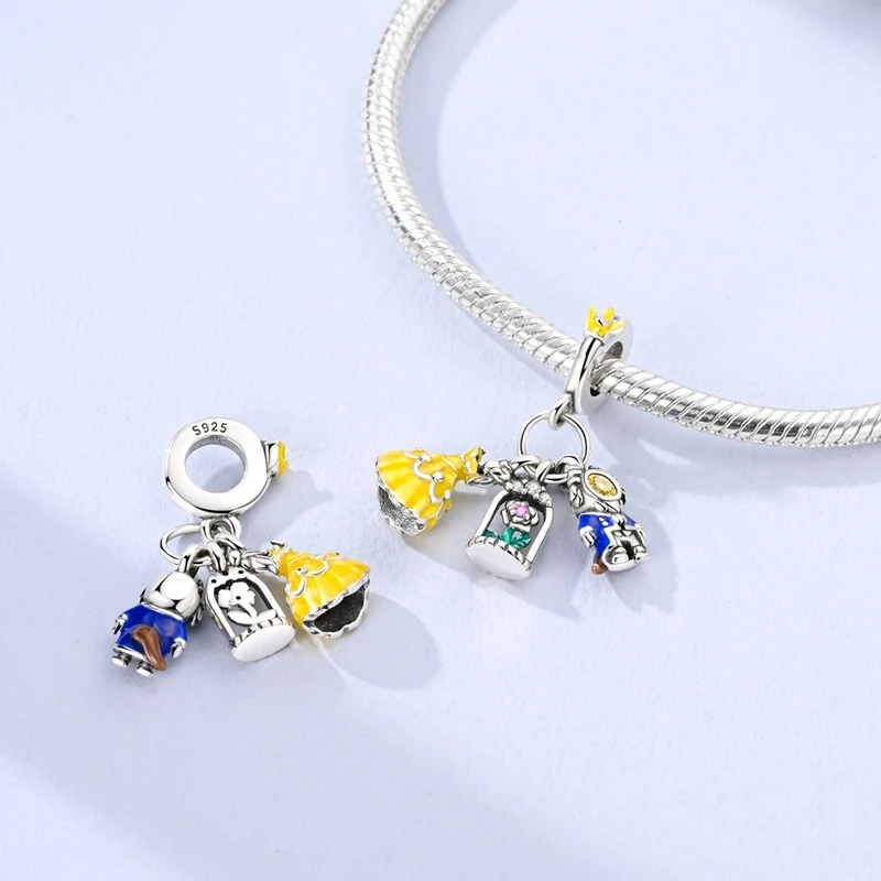 Charms-Anhänger Original 925 Sterling Silber Kürbiskutsche Prinzessin Ballettschuh Charm-Perle Passend für Armband Damen DIY Schmuck Geschenk – Detail 11