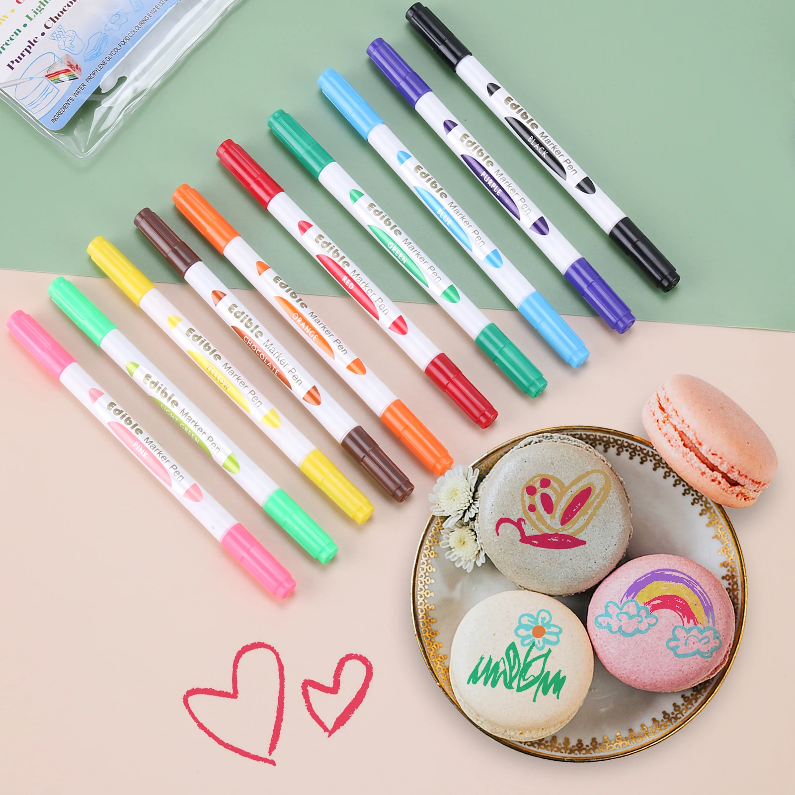 Double Sided Food Grade Gourmet Writers Food Coloring Marker Pen Children\'s DIY Toys Gourmet Writers Drawing Tools Marker Pen