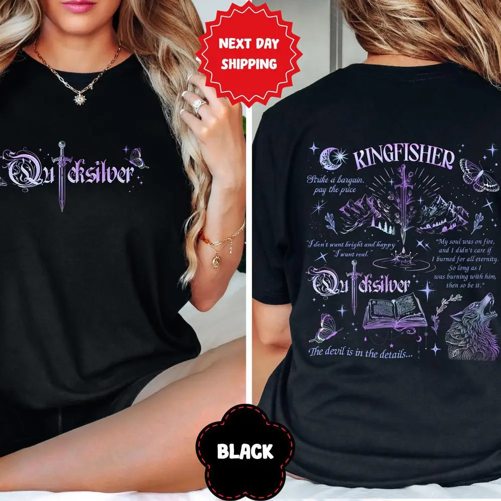 Camiseta de algodón para mujer, camiseta inspirada en el libro Kingfisher Quicksilver, camiseta gráfica estampada, Tops cortos de moda