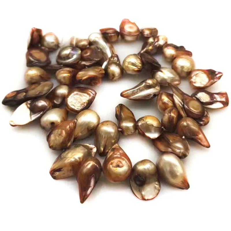 16 inches 11-13mm Coffee Natural Blister Pearls Loose Strand