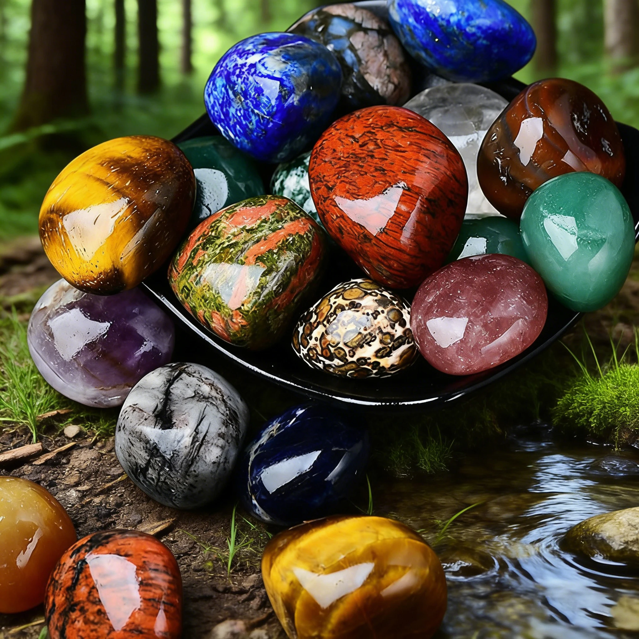 Natural Crystal Rolling Stone  Rare  Multi-Colored with Deep Hue  Energy Amplifier for Good Luck  Wealth  Desktop Decoration