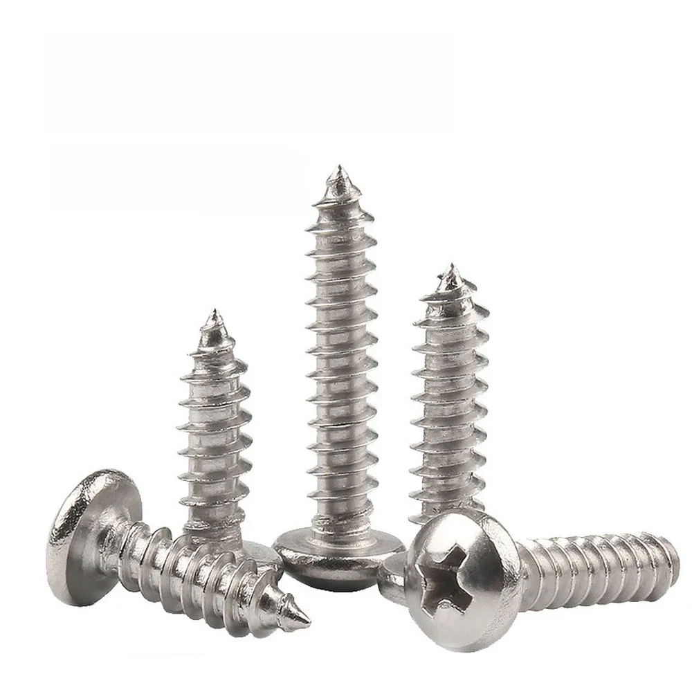 Vis autotaraudeuses en acier inoxydable, 100 pièces/lot, tête ronde encastrée en croix M1 M1.2 M1.4 M1.5 M1.7 M1.8 M2 M2.2 M2.3 M2.5 M2.6