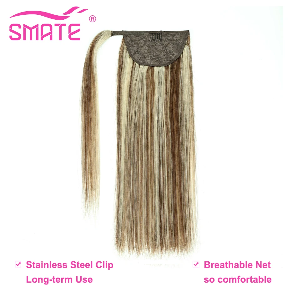 Wikkel Rond Paardenstaart Rechte Paardenstaart Extensions 22 "-28" 120G Clip In Paardenstaart Extensions 100% Menselijk Haar Braziliaanse Remy Haar