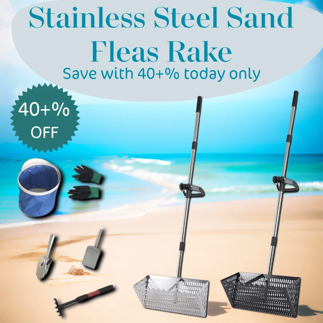 Edelstahl-Sandflöhe, Rechen, Schatzkennung, Jagd, Edelstahl-Werkzeug, Sandrechen, hochwertige große Metalldetektorschaufeln