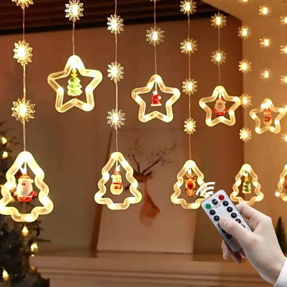 Christmas Lights USB remote control star tree land LED row lights curtain lights